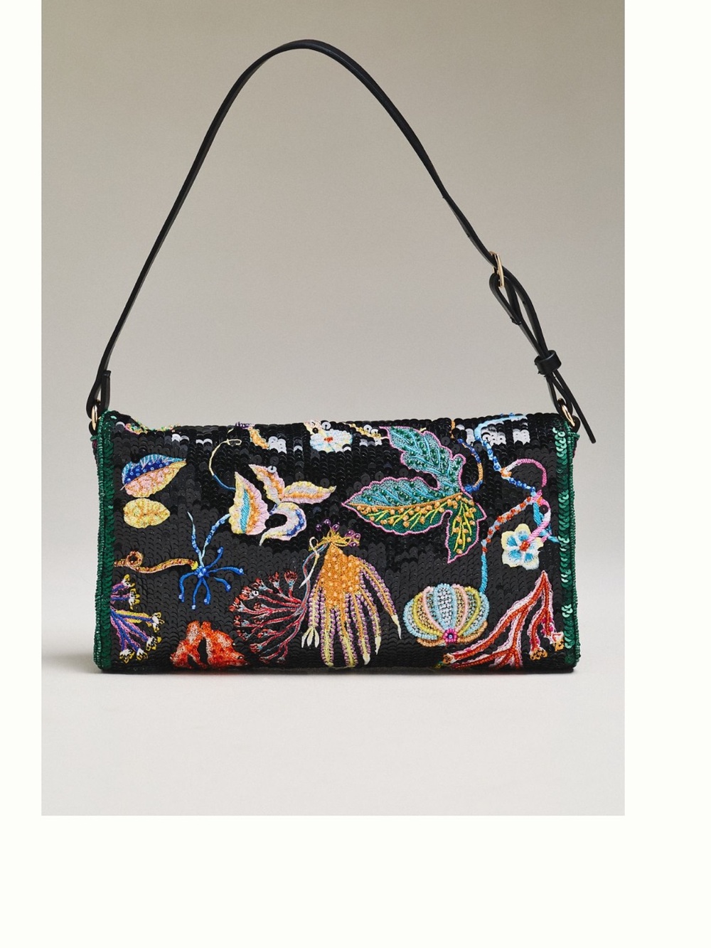 Celandine x Sara Gordon Embroidered Floral Black Shoulder Bag - Picture 2 of 3